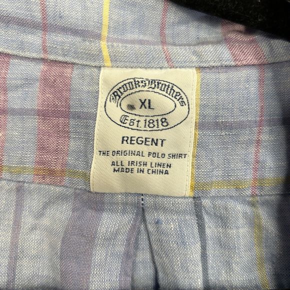 Brooks Brothers Linen Button Up Shirt Mens XL Plaid Pastel Madras Irish Linen - Picture 6 of 11
